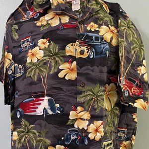 Vtg RJC Hawaii Hot Rod Button Down Camp Shirt XL